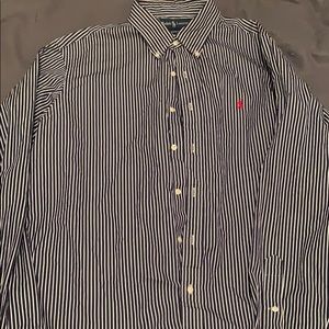 Striped polo button-up shirt